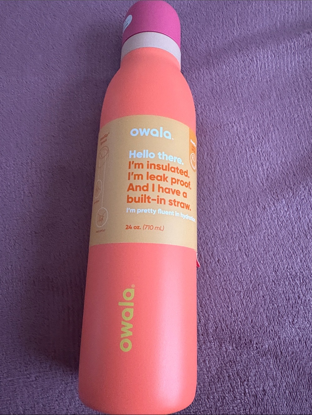 Owala Insulated Water Bottle with Built-In Straw - Coral Pink